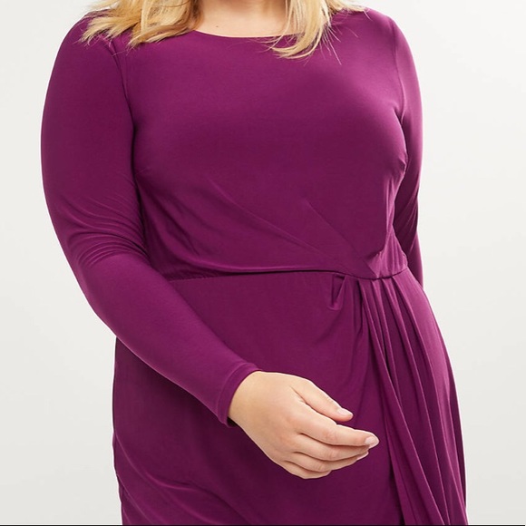 18/20W Dark Purple Asymmetrical Twist Sheath Dress - Picture 3 of 13